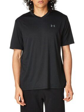 Under Armour Men's V-Neck Performance Shirt - Black /Pitch, Gray (Medium)